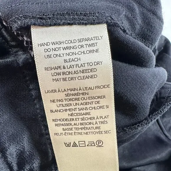 Anthropologie Pants Womens 12 Black Satin Wide Leg Cargo Edgy Contemporary Party - Picture 6 of 12